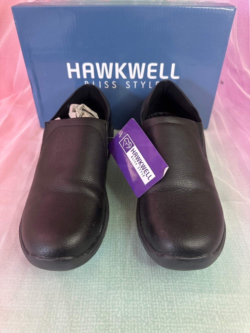 Hawkwell Black Slip-On Leather-Look Comfort Loafers